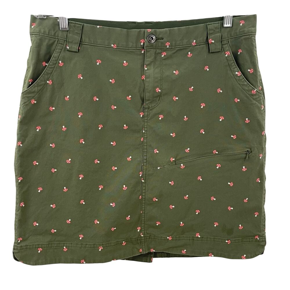 Duluth Trading Co. Rootstock Gardening Skort Green Mushroom Print 14